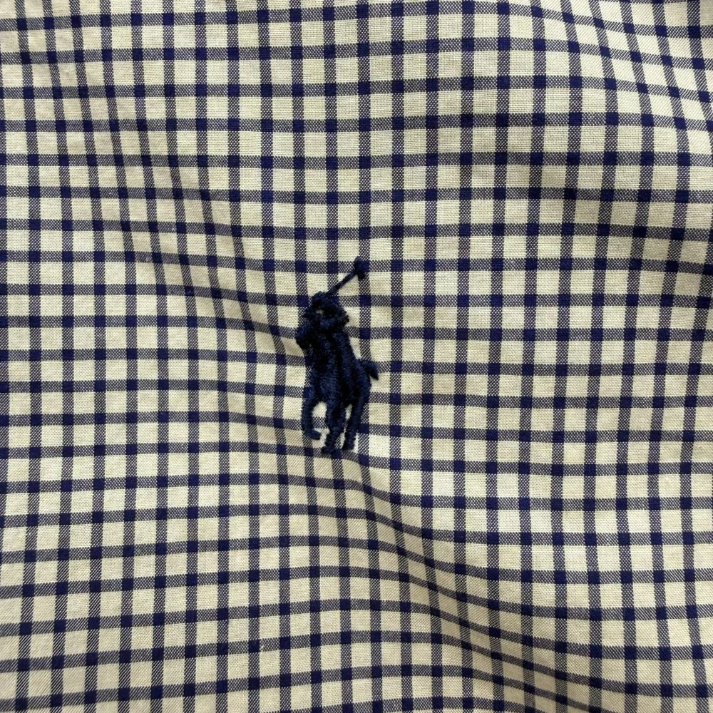 Ralph Lauren Gingham Button Down Shirt Boys 15.5 Blue/White Preppy Classic Fit